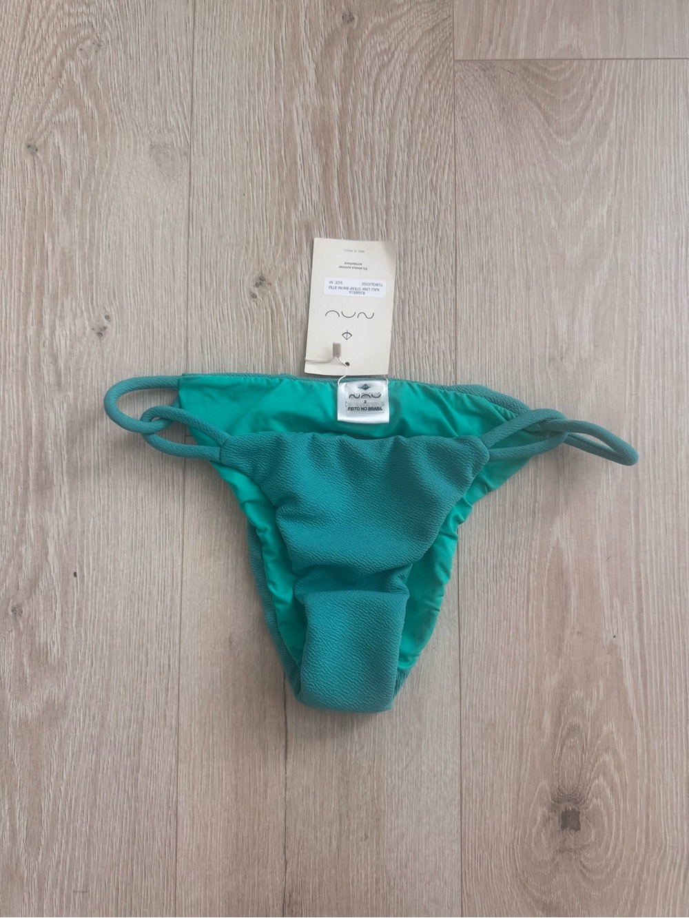Nau Teal Green Textured Bikini Bottom